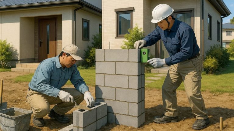 瀬戸市の戸建て外構に施工された門柱のイメージ