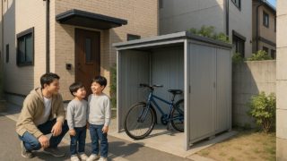 瀬戸市の住宅に施工された屋外用物置イメージ