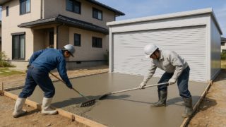 【滋賀県】車庫ガレージの費用感|必要十分で後悔しない選び方 滋賀県の住宅に施工された車庫ガレージのイメージ