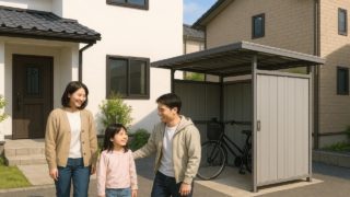 滋賀県の住宅に施工された屋外用物置イメージ