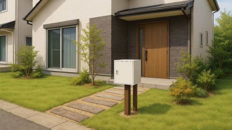 島田市の戸建て外構に施工された宅配ボックスのイメージ