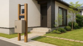 島根県の戸建て外構に施工された宅配ボックスのイメージ