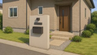 島根県の戸建て外構に施工された門柱のイメージ