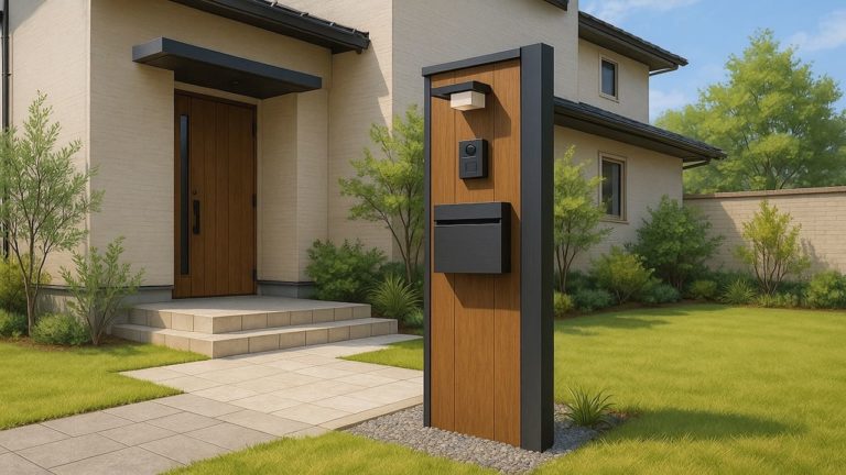 下関市の戸建て外構に施工された門柱のイメージ