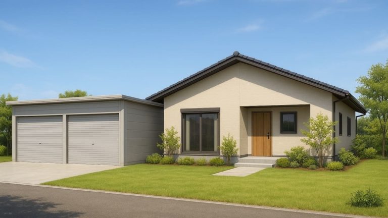 下野市の住宅に施工された車庫ガレージのイメージ