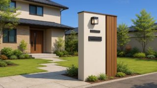 下野市の戸建て外構に施工された門柱のイメージ