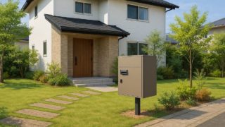 【静岡県】宅配ボックスの工事相場|注意したい雨仕舞い・防水 静岡県の戸建て外構に施工された宅配ボックスのイメージ