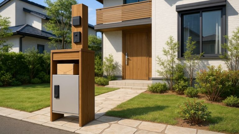 湘南の戸建て外構に施工された宅配ボックスのイメージ