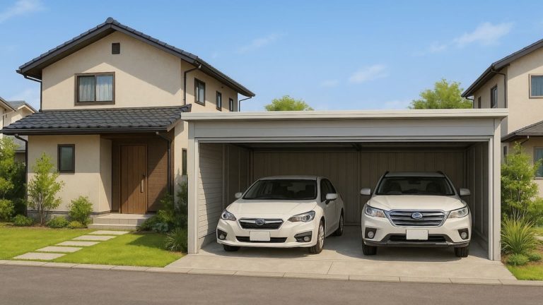 周南市の住宅に施工された車庫ガレージのイメージ