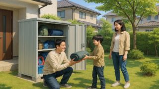 【周南市】おしゃれ物置工事の費用|外構に合うデザインを選ぶ 周南市の住宅に施工された屋外用物置イメージ