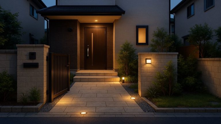 杉並区の戸建て外構に施工された玄関アプローチのイメージ