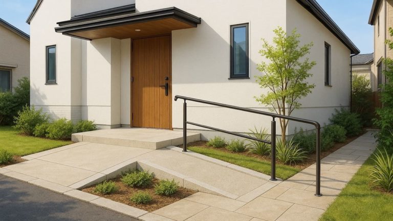 吹田市の戸建て外構に施工された玄関アプローチのイメージ