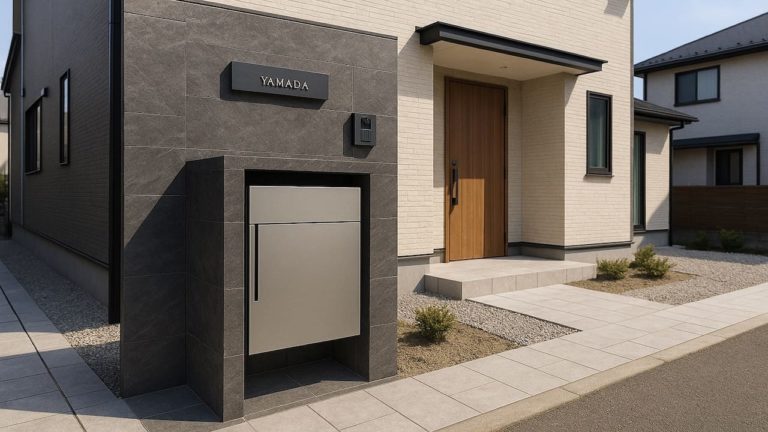 吹田市の戸建て外構に施工された宅配ボックスのイメージ