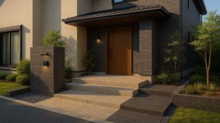 【鈴鹿市】玄関アプローチの見積もり相場|雨でも快適なアプローチ 鈴鹿市の戸建て外構に施工された玄関アプローチのイメージ