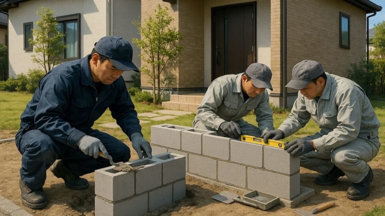 鈴鹿市の戸建て外構に施工された門柱のイメージ