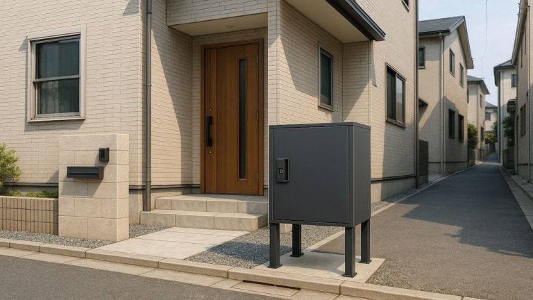 立川市の戸建て外構に施工された宅配ボックスのイメージ