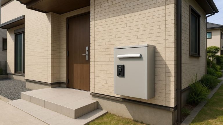 多治見市の戸建て外構に施工された宅配ボックスのイメージ