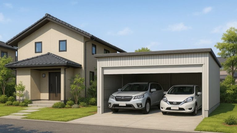 多治見市の住宅に施工された車庫ガレージのイメージ