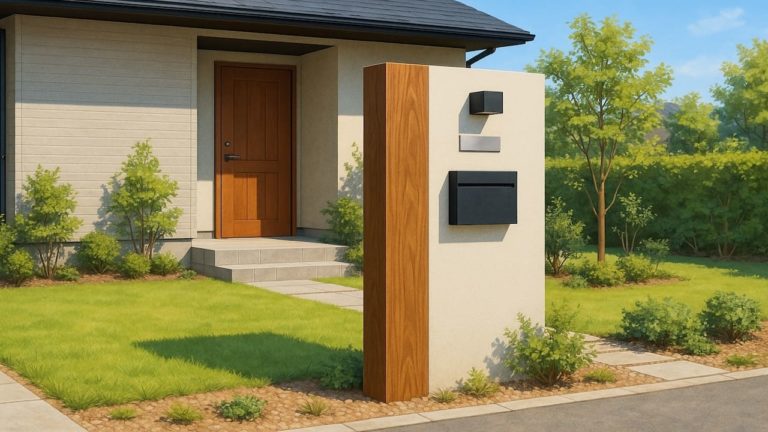 多治見市の戸建て外構に施工された門柱のイメージ