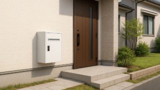 【高松市】宅配ボックスの価格帯|門柱との一体感を高めるコツ 高松市の戸建て外構に施工された宅配ボックスのイメージ