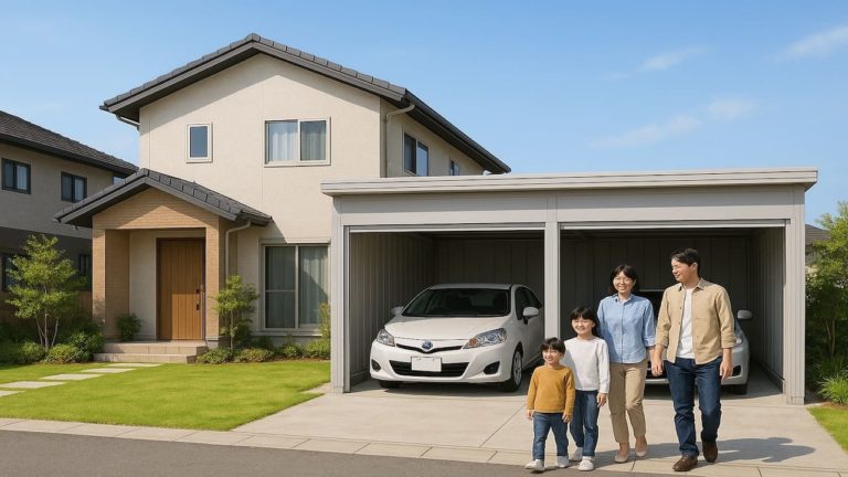 高松市の住宅に施工された車庫ガレージのイメージ
