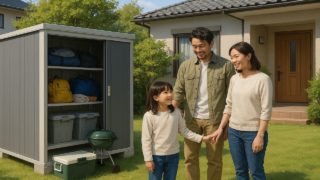 高松市の住宅に施工された屋外用物置イメージ