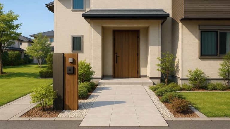 高岡市の戸建て外構に施工された玄関アプローチのイメージ