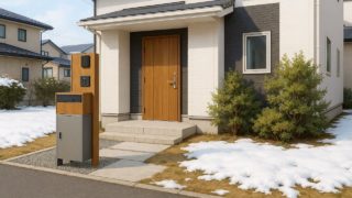 【高岡市】宅配ボックスの費用比較|地元業者とECの違い 高岡市の戸建て外構に施工された宅配ボックスのイメージ