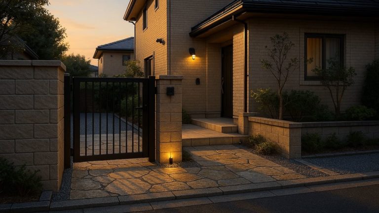 宝塚市の戸建て外構に施工された玄関アプローチのイメージ