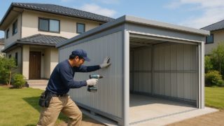 宝塚市の住宅に施工された車庫ガレージのイメージ