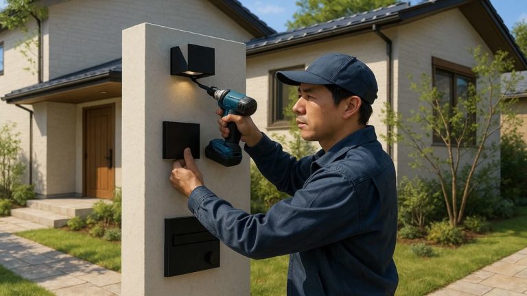 宝塚市の戸建て外構に施工された門柱のイメージ