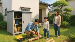 宝塚市の住宅に施工された屋外用物置イメージ