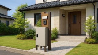 高砂市の戸建て外構に施工された宅配ボックスのイメージ