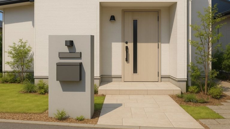 高砂市の戸建て外構に施工された門柱のイメージ