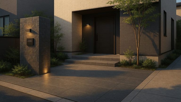 高崎市の戸建て外構に施工された玄関アプローチのイメージ