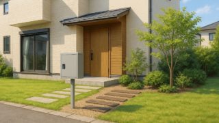 高崎市の戸建て外構に施工された宅配ボックスのイメージ