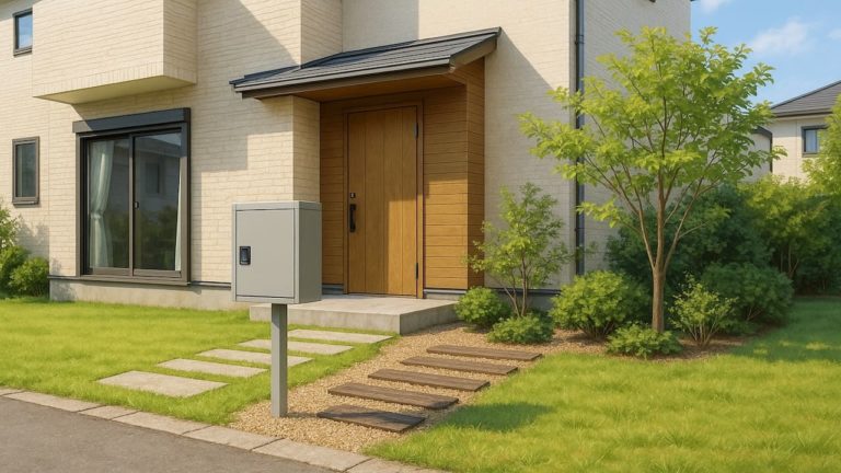 高崎市の戸建て外構に施工された宅配ボックスのイメージ