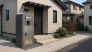 高槻市の戸建て外構に施工された宅配ボックスのイメージ