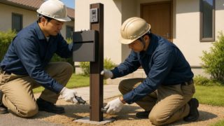 【高槻市】門柱の見積もり費用|安さより大事なポイント 高槻市の戸建て外構に施工された門柱のイメージ