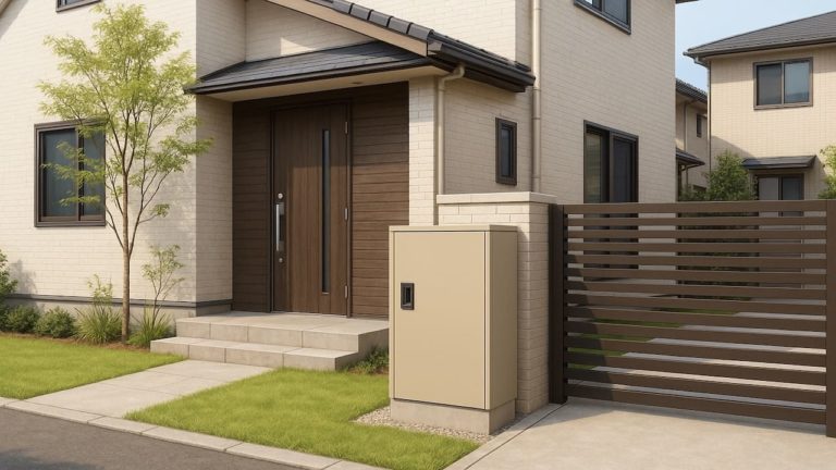 多摩市の戸建て外構に施工された宅配ボックスのイメージ