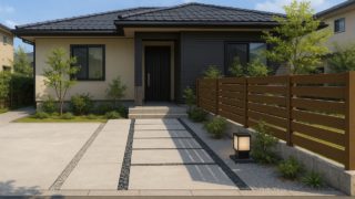 田辺市の戸建て外構に施工された玄関アプローチのイメージ