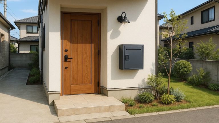 栃木県の戸建て外構に施工された宅配ボックスのイメージ