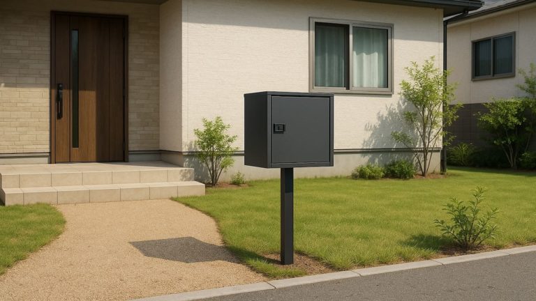 東海市の戸建て外構に施工された宅配ボックスのイメージ
