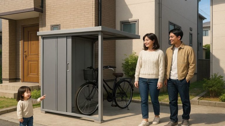 東海市の住宅に施工された屋外用物置イメージ