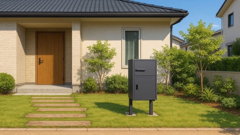 所沢市の戸建て外構に施工された宅配ボックスのイメージ