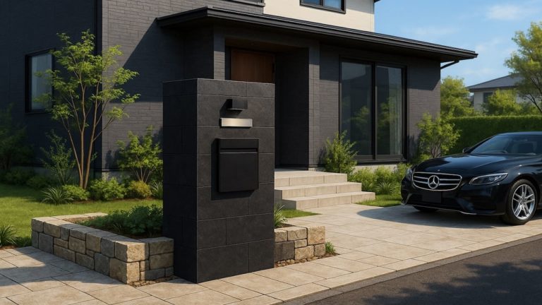 所沢市の戸建て外構に施工された門柱のイメージ