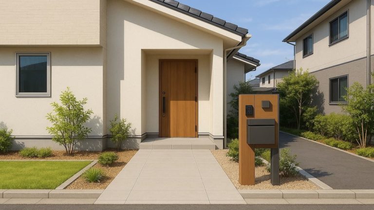 徳島県の戸建て外構に施工された玄関アプローチのイメージ