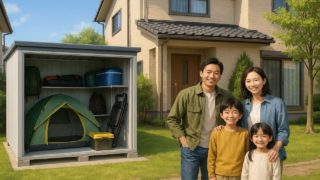 徳島県の住宅に施工された屋外用物置イメージ