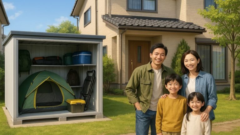 徳島県の住宅に施工された屋外用物置イメージ