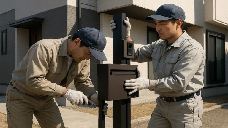東京都の戸建て外構に施工された門柱のイメージ